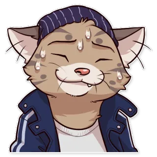 😅 chat, animal, dessin animé, sueur, expression, anxieux, autocollant telegram sticker
