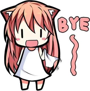 👋 BYE Anime, Fille, Mignon, Bye, Au revoir, Kawaii, Adieu telegram sticker