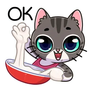👌 OK kucing, ok, imut, kartun, stiker, binatang, gerakan whatsapp sticker