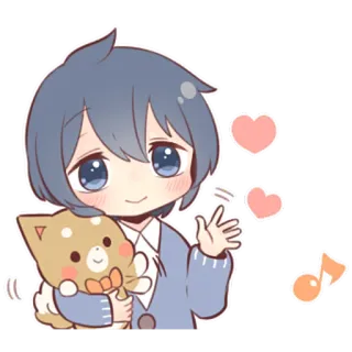 ☺️ 애니메이션, 치비, 귀여운, 소년, 고양이, 하트, 카와이 telegram sticker