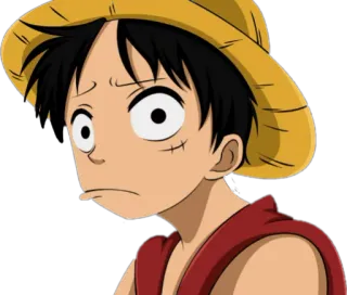 ☹ Luffy One Piece anime, one piece, luffy, character, cartoon whatsapp sticker