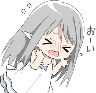 😳 おい Chibi, Anime, Elfo, Envergonhado, Desenho animado, Fofo whatsapp sticker