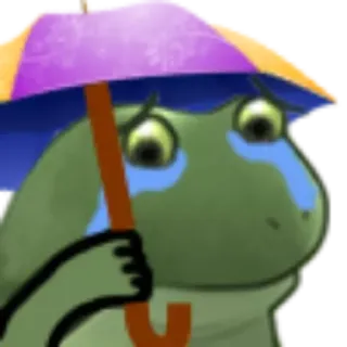 😢 カエル, 悲しい, 傘, 泣く, 漫画, ステッカー telegram sticker
