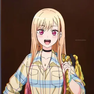 🎭 Marin Kitagawa My Dress-Up Darling anime, meisje, blond, glimlach, cartoon telegram sticker