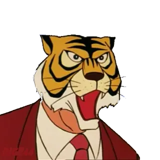 🙂 Tygrys z kreskówki, Antropomorficzny, Garnitur, Głowa tygrysa, Postać zwierzęca telegram sticker
