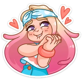 🥰 Dessin animé, Amour, Fille, Mignon, Coeurs, Souriant telegram sticker