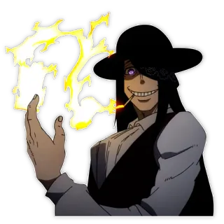 😬 anime, character, fire, illustration, sticker whatsapp sticker