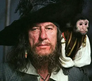 😑 Hector Barbossa Pirates of the Caribbean pirate, Barbossa, Pirates des Caraïbes, singe, chapeau, capitaine whatsapp sticker