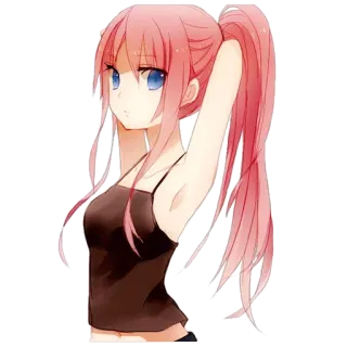 😍 Anime, Mädchen, pinke Haare, blaue Augen, Cartoon, Porträt, Jugend whatsapp sticker