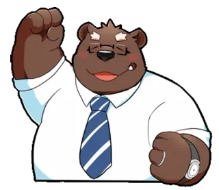 ✊ bear, businessman, suit, tie, cartoon whatsapp sticker