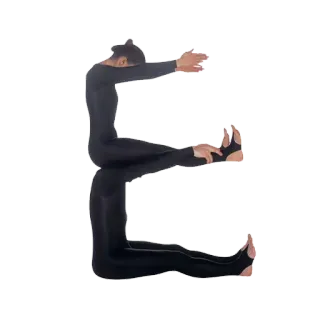 😥 gymnastique, yoga, alphabet, lettre E, contorsion, flexible whatsapp sticker