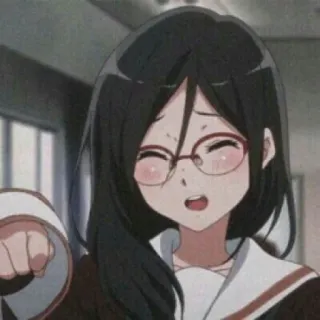 😸 anime, cartoon, girl, glasses, cute telegram sticker