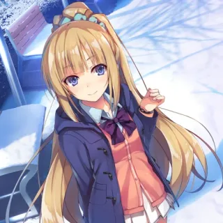 📕 Anime, Fille, cheveux blonds, uniforme scolaire, portrait, mignon telegram sticker