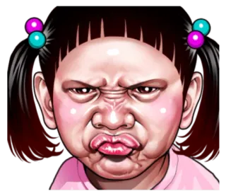 😙 sticker, cartoon, expression, angry, face, girl telegram sticker