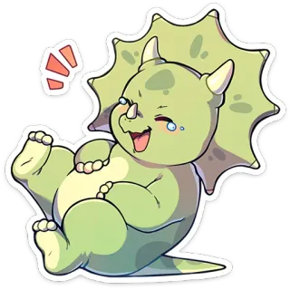 ⭐ dinosaure, tricératops, mignon, dessin animé, animal, joyeux, ludique telegram sticker