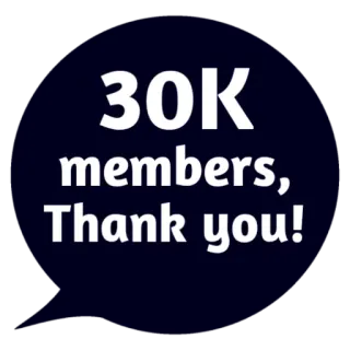 ❤ 30K members, Thank you! 30K, Mitglieder, Danke, Feier, Erfolg, Community whatsapp sticker