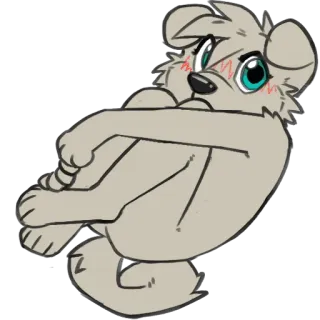 💓 furry, anthropomorphic, dog, canine, blushing, fetal position, shy, cute whatsapp sticker