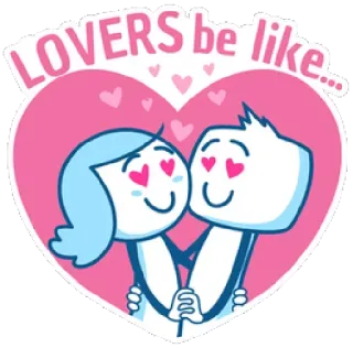 😌 LOVERS be like... amore, coppia, cuore, romance, cartoni animati, innamorati telegram sticker