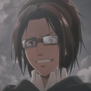 🌻 Hange Zoë Attack on Titan Anime, L'Attaque des Titans, Hange Zoe, Personnage, Sérieux, Lunettes whatsapp sticker