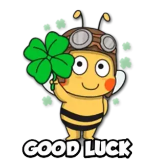 👍 GOOD LUCK good luck, clover, four leaf clover, lucky, bee, cartoon telegram sticker