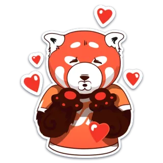 🥰 แพนด้าแดง, สัตว์, น่ารัก, หัวใจ, ความรัก, การ์ตูน telegram sticker