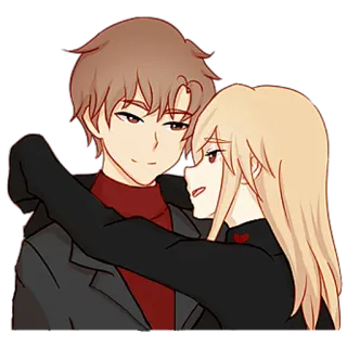 🤗 Anime, Coppia, Abbraccio, Amore, Romantico, Cartone animato telegram sticker