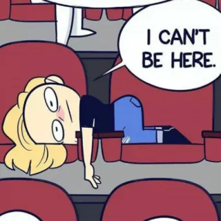 😪 I CAN'T BE HERE. cartoon, distress, anxiety, awkward, movie theater, comic, expression telegram sticker