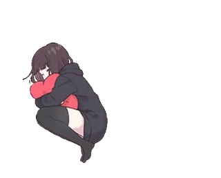 💕 Аниме, Девушка, Сердце, Грустно, Объятия, Мультфильм telegram sticker