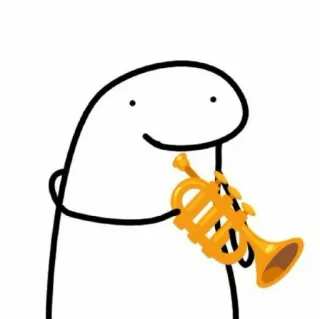 📯 florkofcows, trumpet, music, stick figure, cartoon, musical instrument telegram sticker