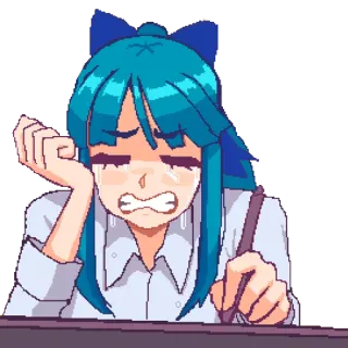 😭 плач, грустный, аниме, цифровое искусство, художник, женщина telegram sticker