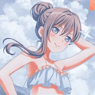 🌟 Anime, Chica, Playa, Verano, Traje de baño, Dibujos animados whatsapp sticker
