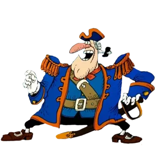😧 Dessin animé, Pirate, Capitaine, Officier, Uniforme, Historique telegram sticker