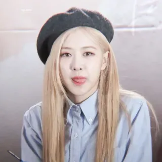 🌹 Rose kpop, cantante, rubia, boina, retrato, mujer whatsapp sticker