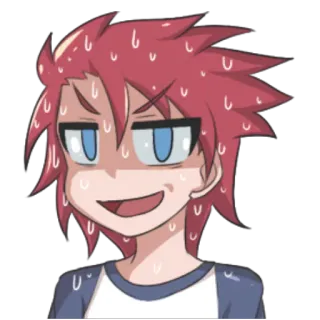 😏 anime, sweat, nervous, worried, embarrassed, cartoon telegram sticker