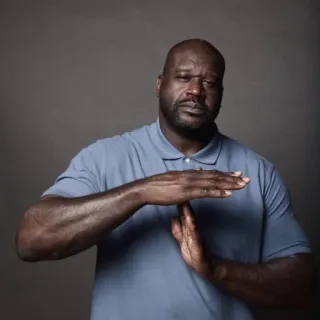 😁 Shaquille O'Neal NBA Shaquille O'Neal, Shaq, timeout, basketball, nba, gesture, stop, sports, legend telegram sticker