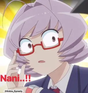 😶 Nani..!! anime, geschokt, verrast, bril, nani telegram sticker