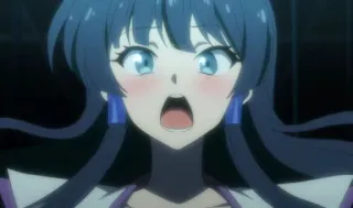 😨 Anime, Frau, geschockt, blaue Haare, Cartoon whatsapp sticker