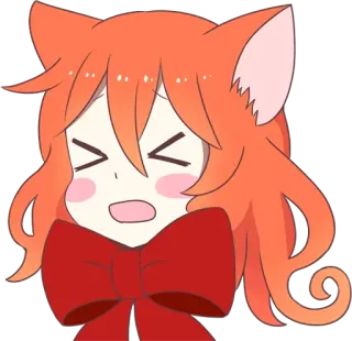 😫 аниме, мультфильм, лиса, уши, бант, кавай, милый telegram sticker