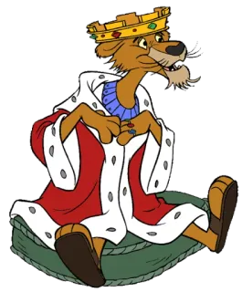 🙂 King Richard Robin Hood león, rey, corona, dibujos animados, realeza, animal telegram sticker