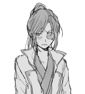 😶 Anime, Manga, Un ojo, Boceto, Hombre, Masculino telegram sticker