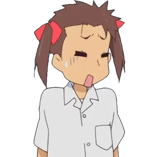 😨 Аниме, Девушка, Уставшая, Пот, Мультфильм telegram sticker