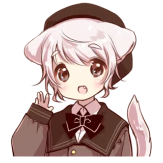 ✋ Anime, Manga, Kawaii, Süß, Katzenohren, Digitale Kunst, Cartoon, Aufkleber telegram sticker