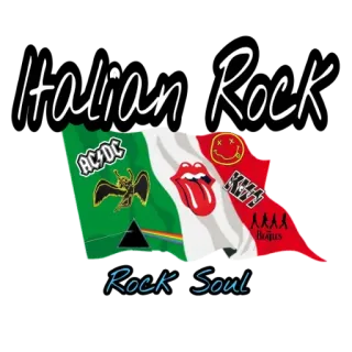 🤟 Italian Rock Rock Soul bandiera italiana, musica rock, loghi band, musica, italiano telegram sticker