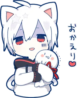 😈 おかえり アニメ, ちび, 猫耳, かわいい, ようこそ whatsapp sticker
