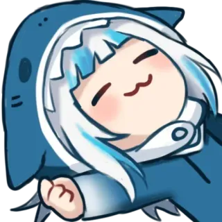 😌 Gawr Gura Anime, Tubarão, Gawr Gura, VTuber, Fofo, Chibi telegram sticker