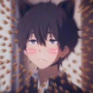 🖤 Anime, Oreilles de chat, Rougeurs, Garçon, Mignon telegram sticker