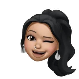 😜 memoji, emoji, cartoon, frau, zwinkern, gesicht, avatar whatsapp sticker