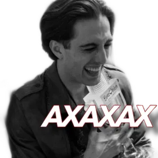🦔 AXAXAX man, laughing, black and white, AXAXAX telegram sticker