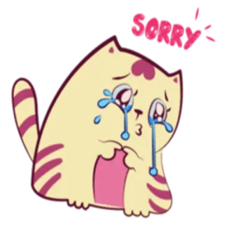 😞 sorry gato, disculpa, lindo, llorando, kawaii, triste, sticker, lloroso telegram sticker