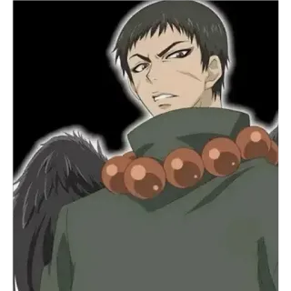 😶 Anime, Männlich, Charakter, Flügel, Halskette, Ernst, Dunkles Haar telegram sticker